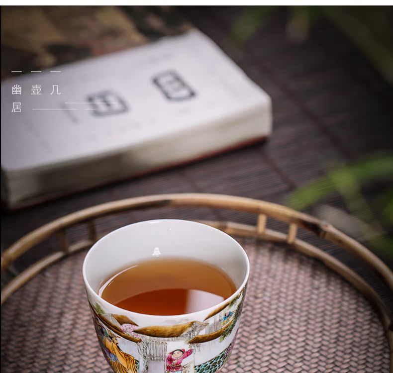 The Owl up jingdezhen tea archaize ceramic powder enamel hand - made allusion character masters cup tea cups sample tea cup