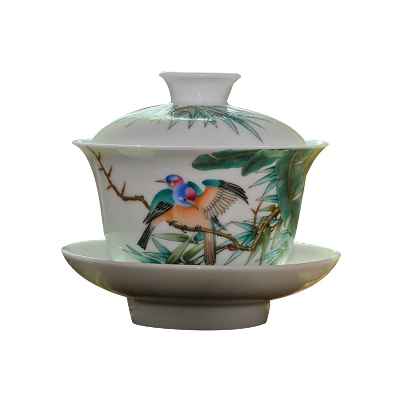 Jingdezhen ceramic manual tureen tea cups from the large bamboo pay-per-tweet figure only three cup tea bowl