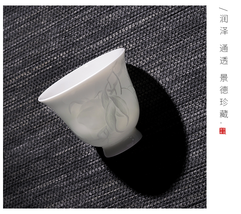 Jingdezhen tea cups manual anaglyph peach sample tea cup master cup single CPU ceramic tea cup kung fu tea cups