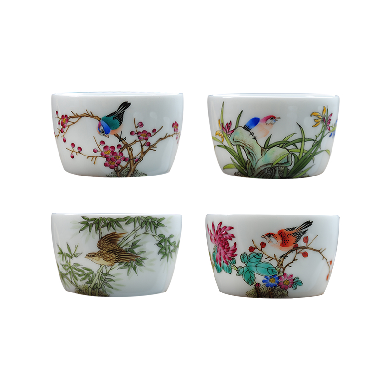 Jingdezhen hand - made ceramic cups kung fu tea sets manual single cup powder enamel masters cup sample tea cup