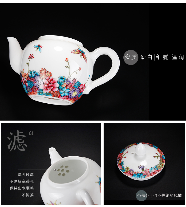 Jingdezhen tea set kung fu tea set ceramic hand draw a complete set of tea teapot teacup recent set of groups