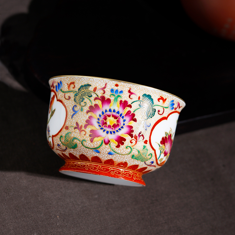 Jingdezhen ceramic wire inlay enamel see colour master cup tea hand - made gold paint individual cup single CPU kung fu tea cups