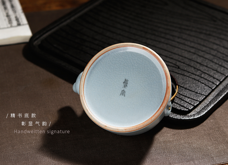 Jingdezhen ceramic your up with azure cracked pot home teapot hand - made color ink girder pot of tea by hand