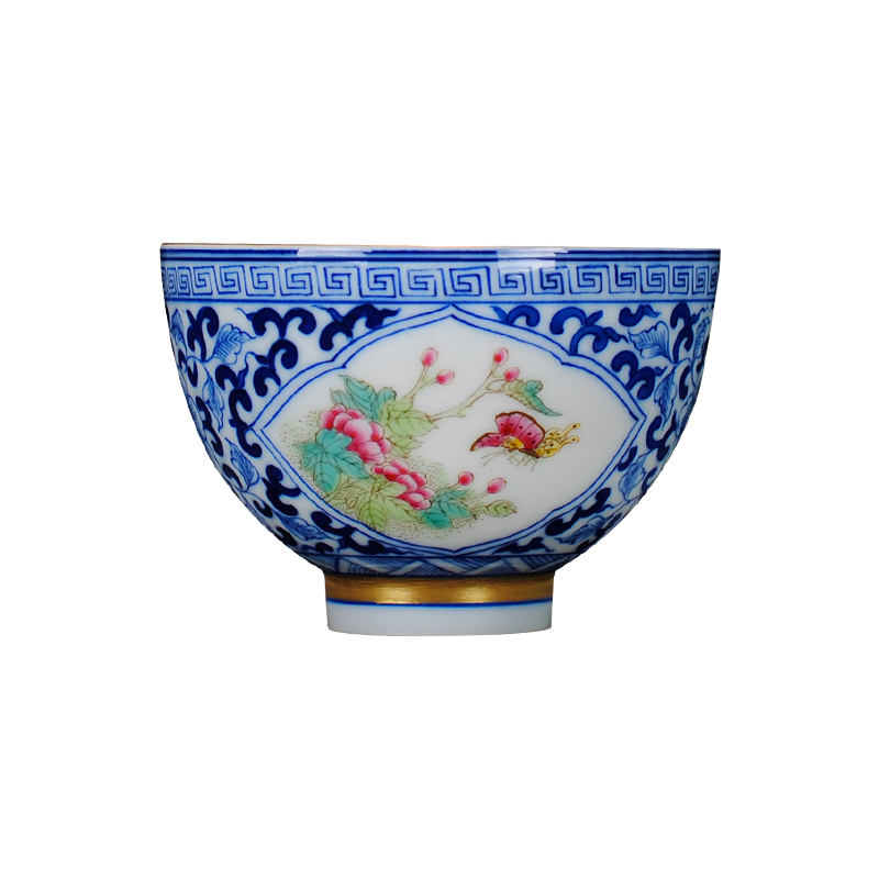 Jingdezhen tea master cup single CPU hand - made ceramic sample tea cup individual cup blue open hall tea powder enamel