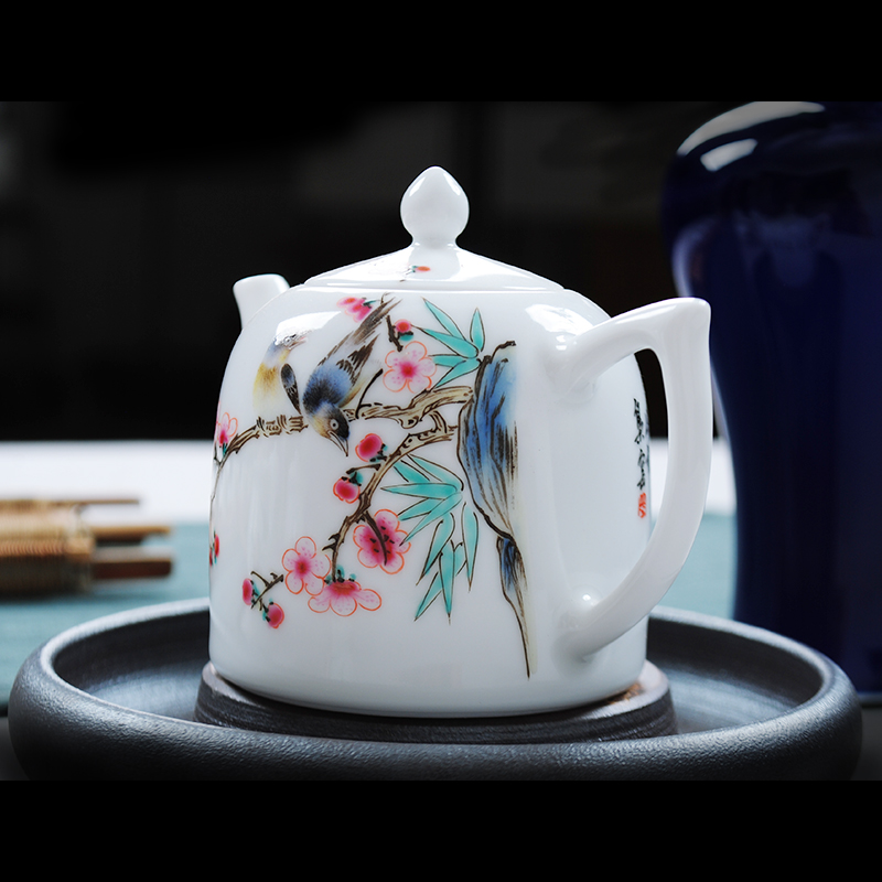 Jingdezhen hand - made powder enamel kung fu tea, black tea ceramic filter single pot of tea antique teapot by hand