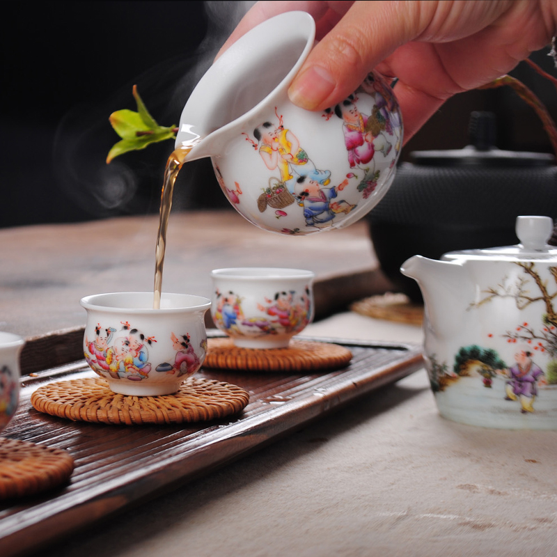 Jingdezhen hand - made famille rose porcelain fair keller kung fu tea tea set points is pure manual tea cup GongDaoBei