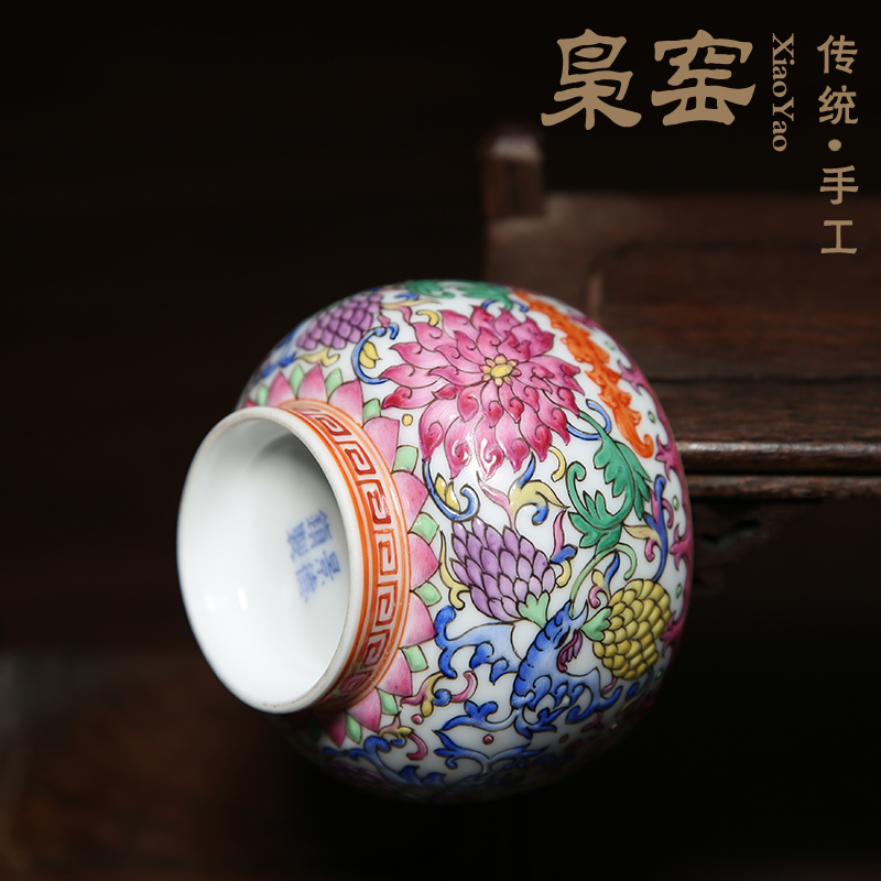 Jingdezhen ceramic masters cup sample tea cup hand - made kung fu tea cup single cup large bowl lotus Buddha grain tea by hand