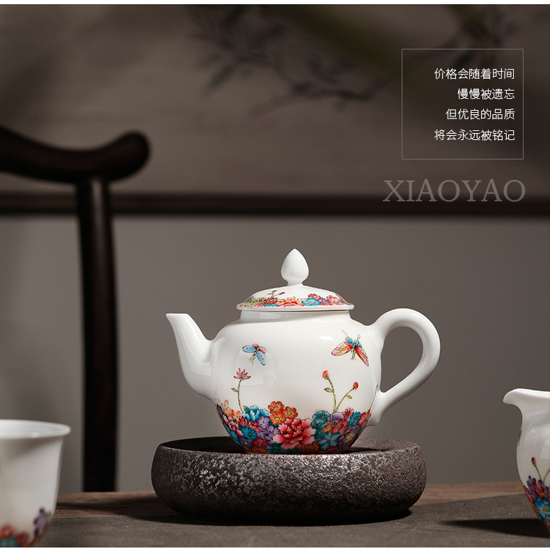 Jingdezhen tea set kung fu tea set ceramic hand draw a complete set of tea teapot teacup recent set of groups