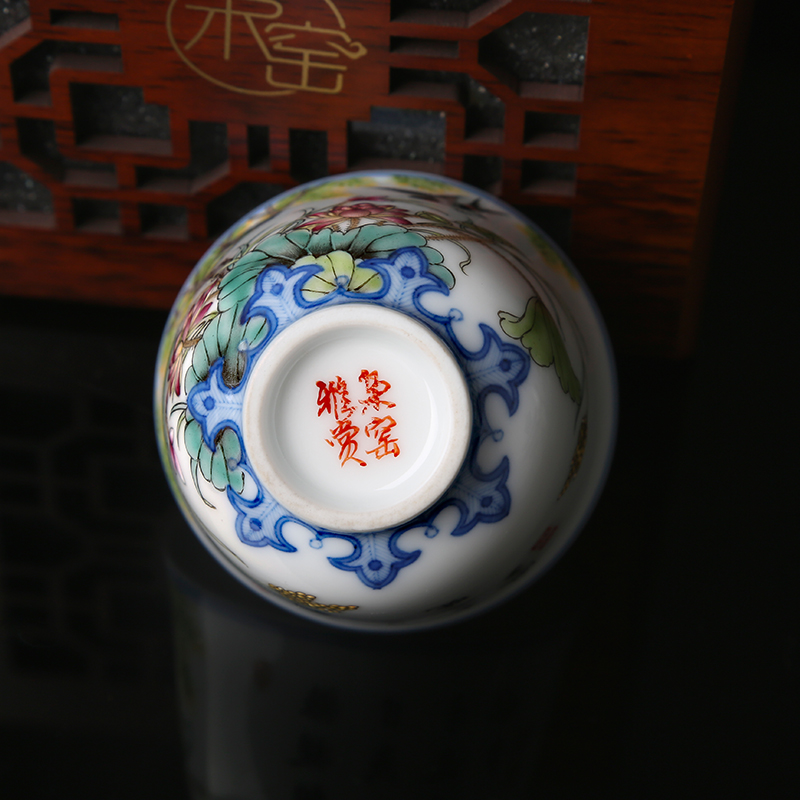 Jingdezhen colored enamel kung fu tea cup single cup sample tea cup of pottery and porcelain enamel individual cup Lin chunyan pu - erh tea cup