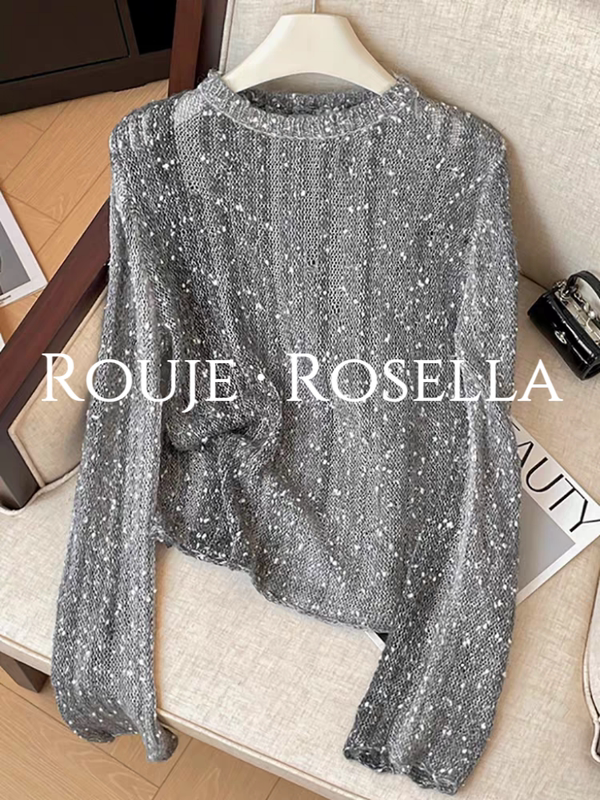 Rouje Rosella from France Is Highly Recommended ⭐ Seiko Sequined Knitwear for Women, Spring and Autumn Soft and Slimming Top