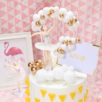 Baking cake arch decoration hair ball golden beads rich violent beauty violent thin square card birthday cake plug card