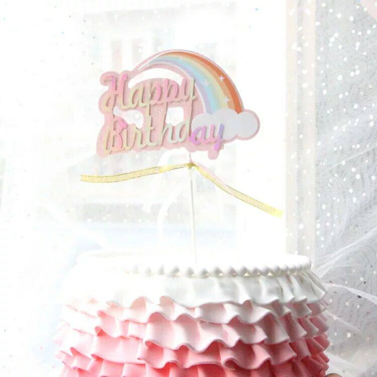 Cake Decoration Creative Rainbow Birthday Cake Plugin Summer Gorgeous Rainbow Baking Party Decorations-Taobao