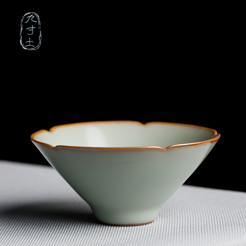 Jingdezhen Ru kiln tea cup opening piece can raise handmade master cup single cup ceramic antique tea cup azure