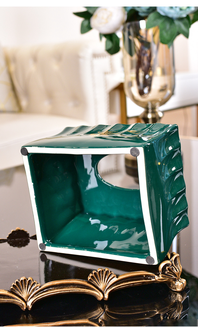 Light European - style key-2 luxury multi - function tissue box furnishing articles wind American household ceramics smoke box remote control boxes sitting room