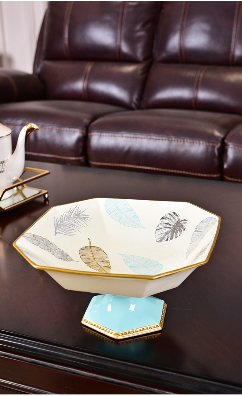 Light key-2 luxury furnishing articles ceramic creative fruit bowl home sitting room tea table wind key-2 luxury compote American European restaurants tray