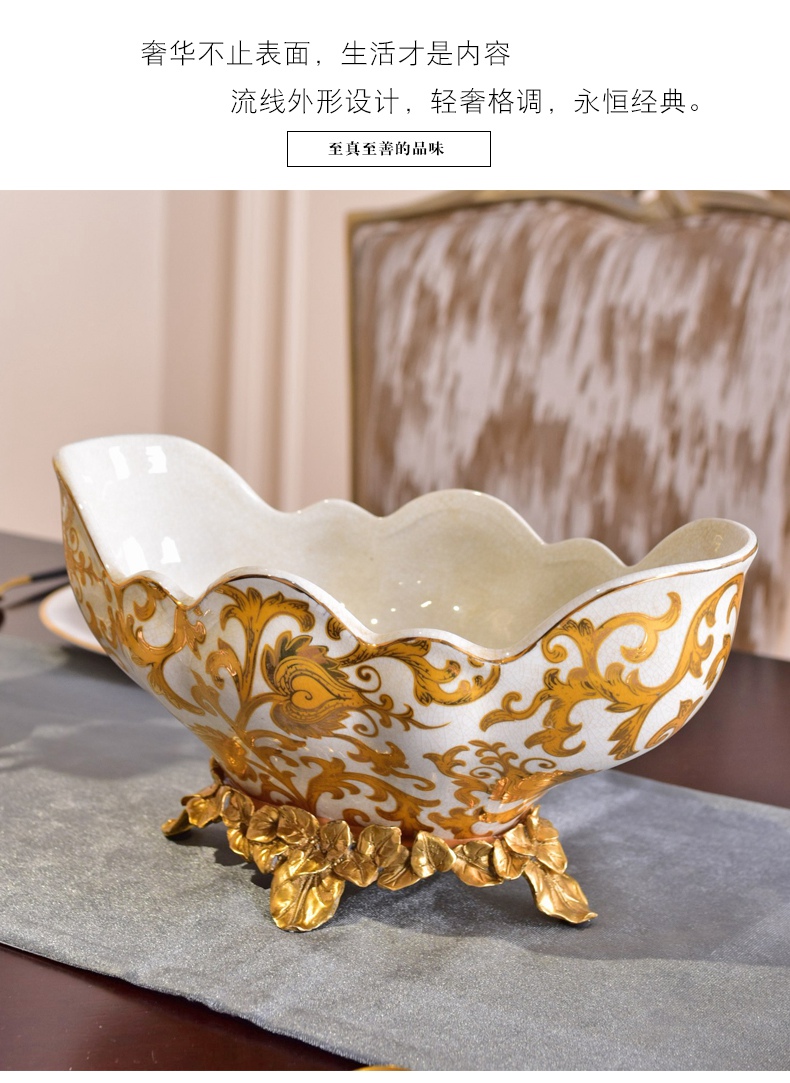 American high - end key-2 luxury ceramic fruit tray for the dish furnishing articles home sitting room tea table with copper 'lads' Mags' including nuts the receive a case