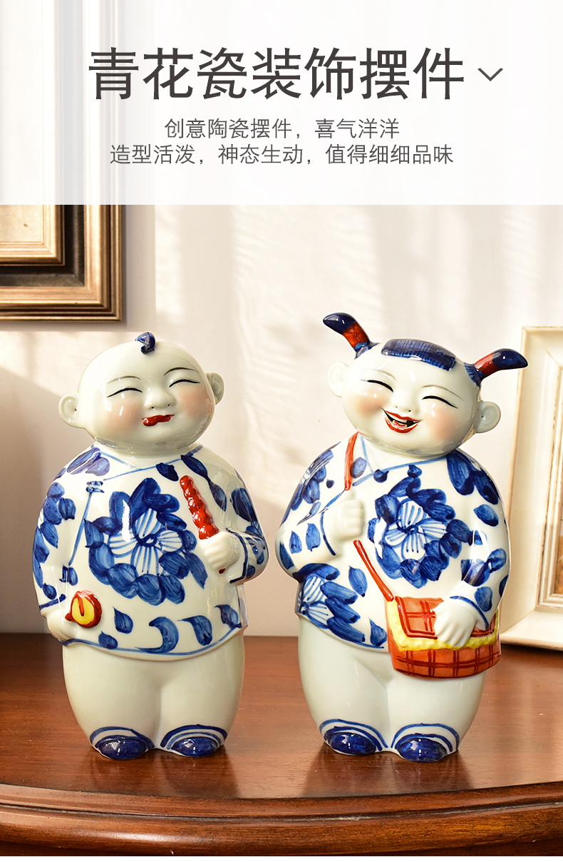 Jingdezhen blue and white porcelain its of new Chinese style household soft adornment version into creative furnishing articles gift decoration