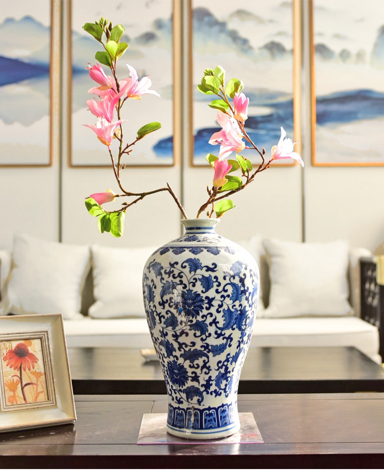 New Chinese style of jingdezhen blue and white porcelain vase TV ark, place of the sitting room porch flower arranging home decoration decoration