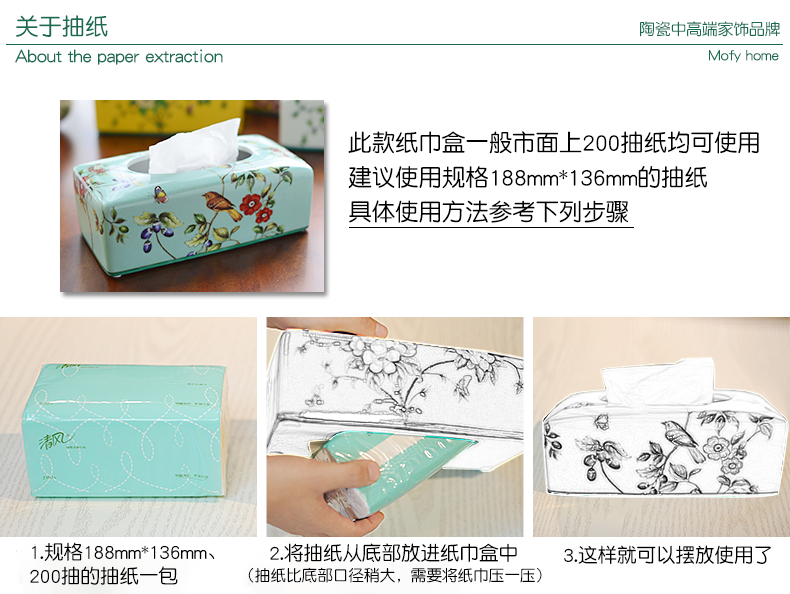 New Chinese style ceramic pump cartons household American desktop paper suction boxes sitting room adornment napkin tissue box furnishing articles