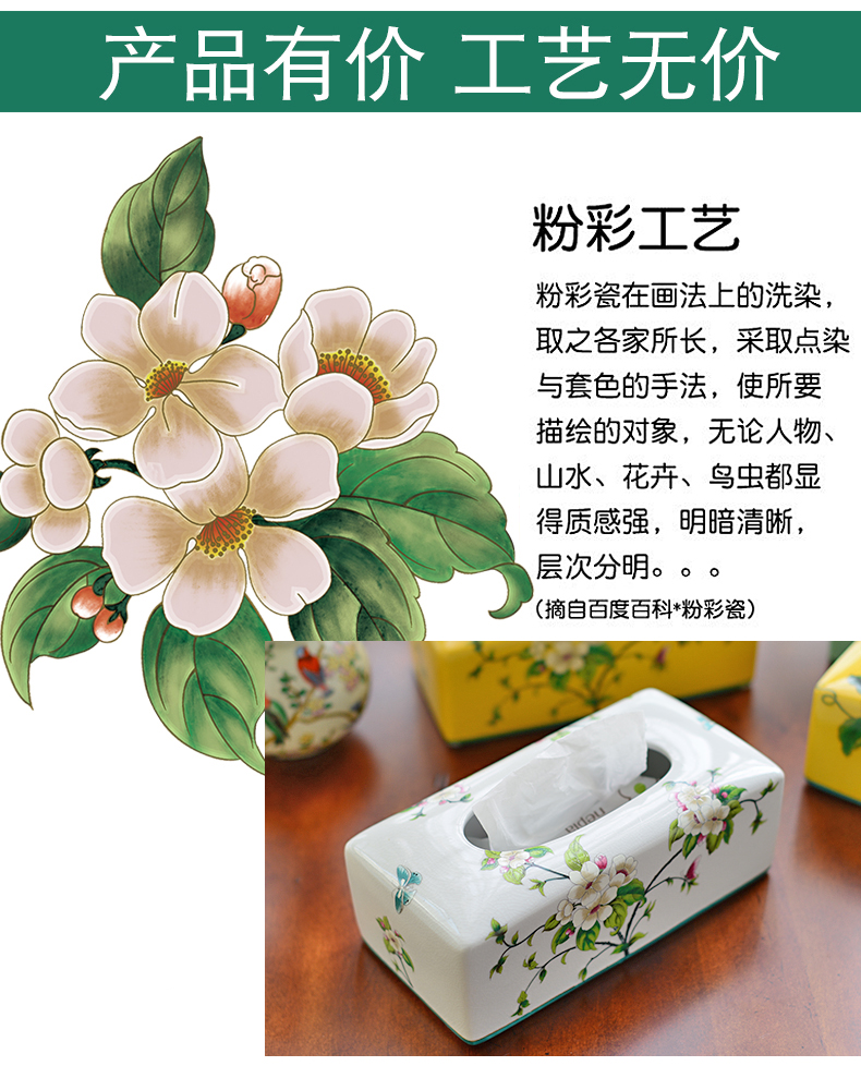 New Chinese style ceramic pump cartons household American desktop paper suction boxes sitting room adornment napkin tissue box furnishing articles