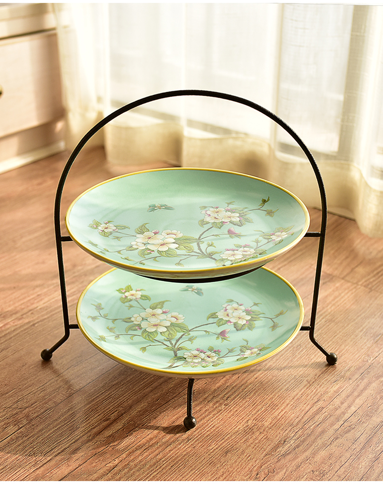 American ceramic double fruit bowl place to live in the new Chinese style restoring ancient ways is the sitting room tea table dry fruit tray 'lads' Mags' including nuts, tea tray