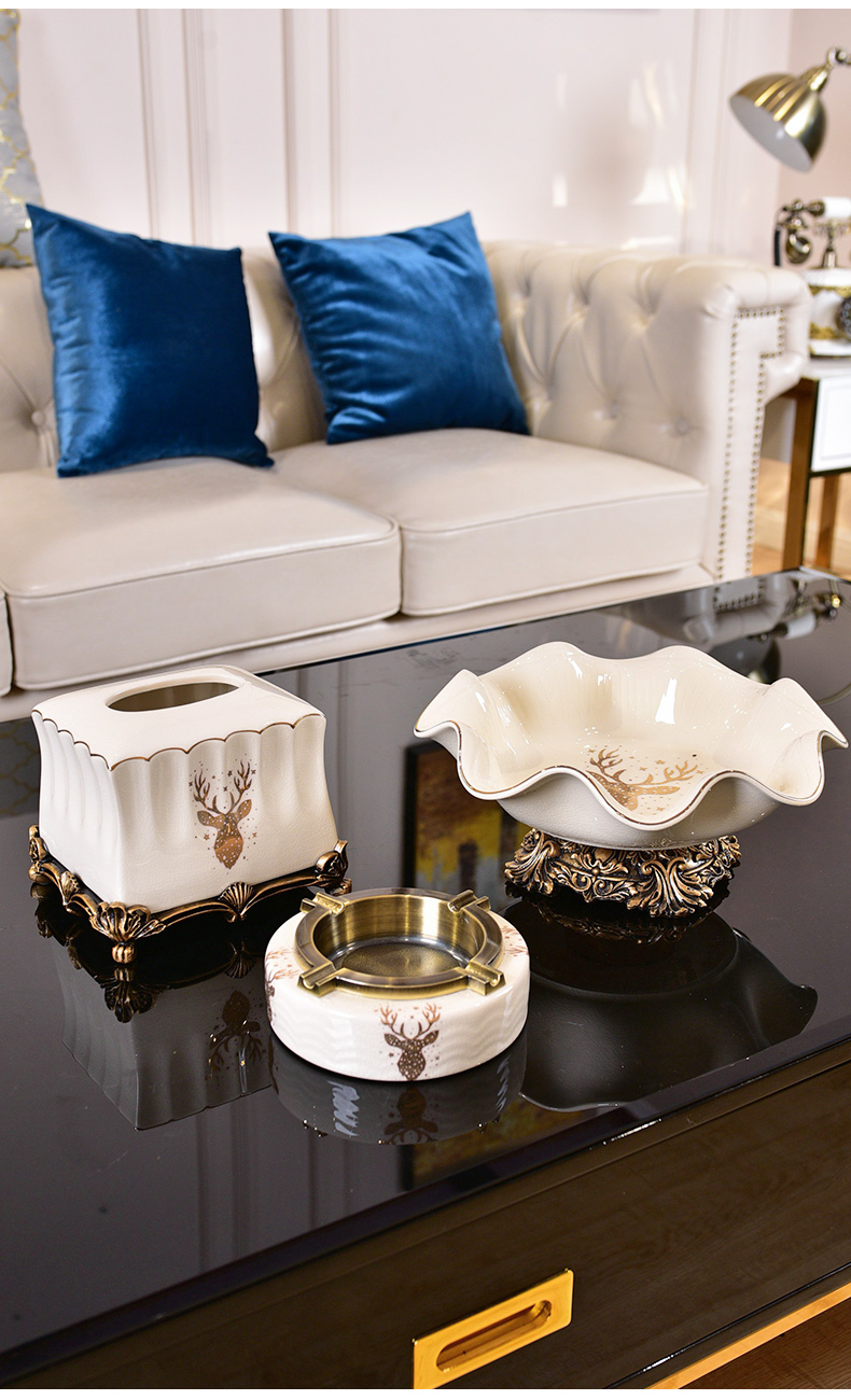 American light and decoration ceramics compote three - piece furnishing articles sitting room tea table dry fruit tray table melon dish home decoration