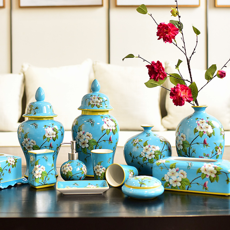 New Chinese style jingdezhen ceramic vase furnishing articles wine TV ark, sitting room porch decoration home decoration process