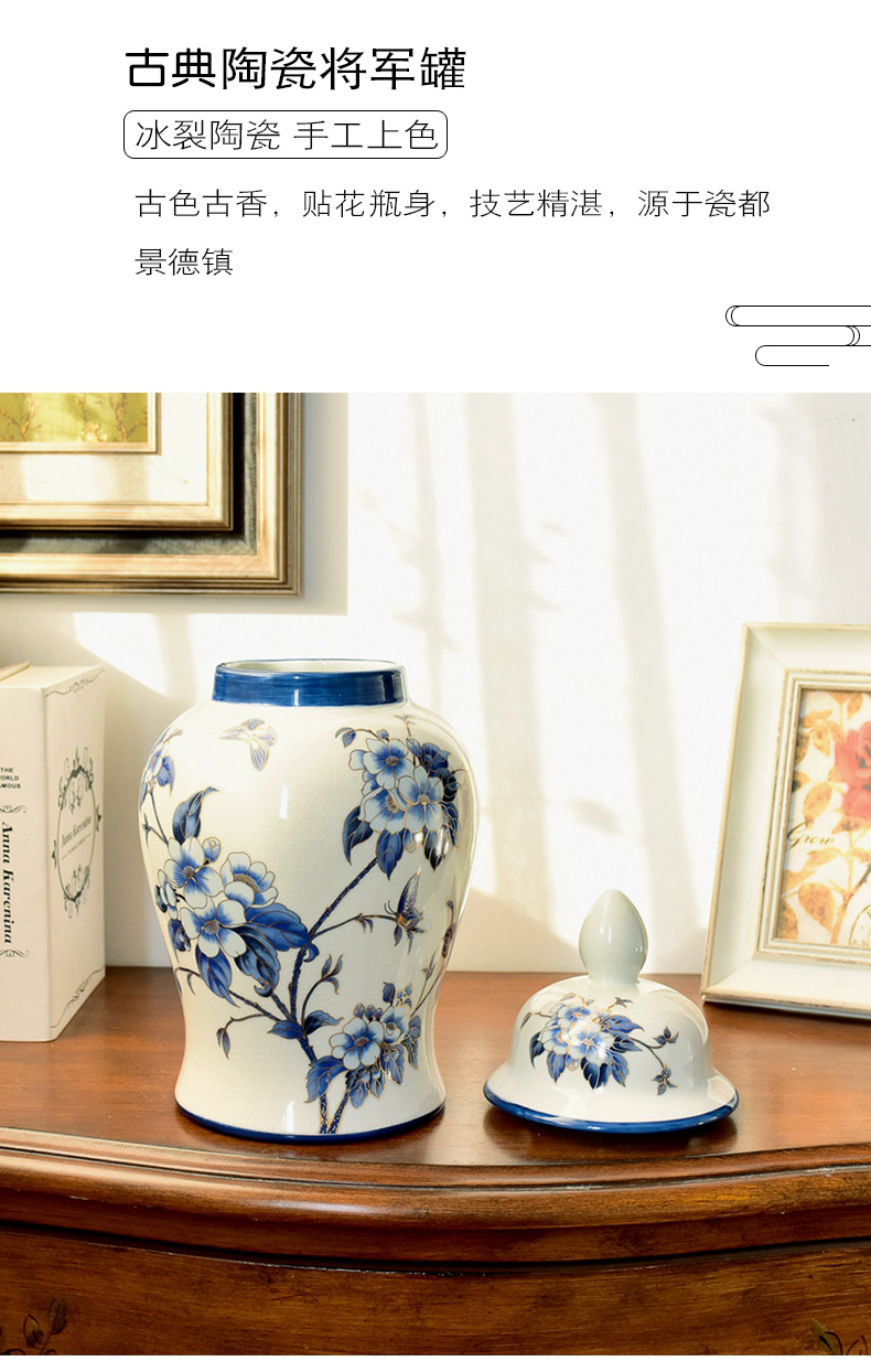 New Chinese style ceramic creative furnishing articles storage tank of blue and white porcelain decoration indoor sitting room porch ark, art ornaments