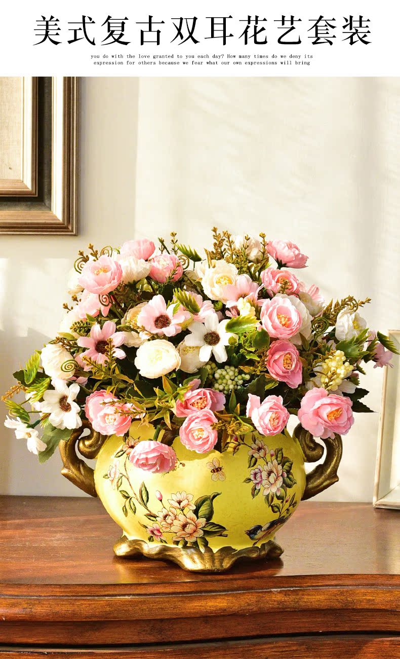 American vase dried flower flower arranging European ceramic household Angle of what decorative furnishing articles, the sitting room porch table flower decoration