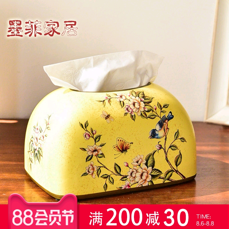 Ceramic household paper box living room new Chinese style creative paper box American napkin paper box tissue box light luxury high-end