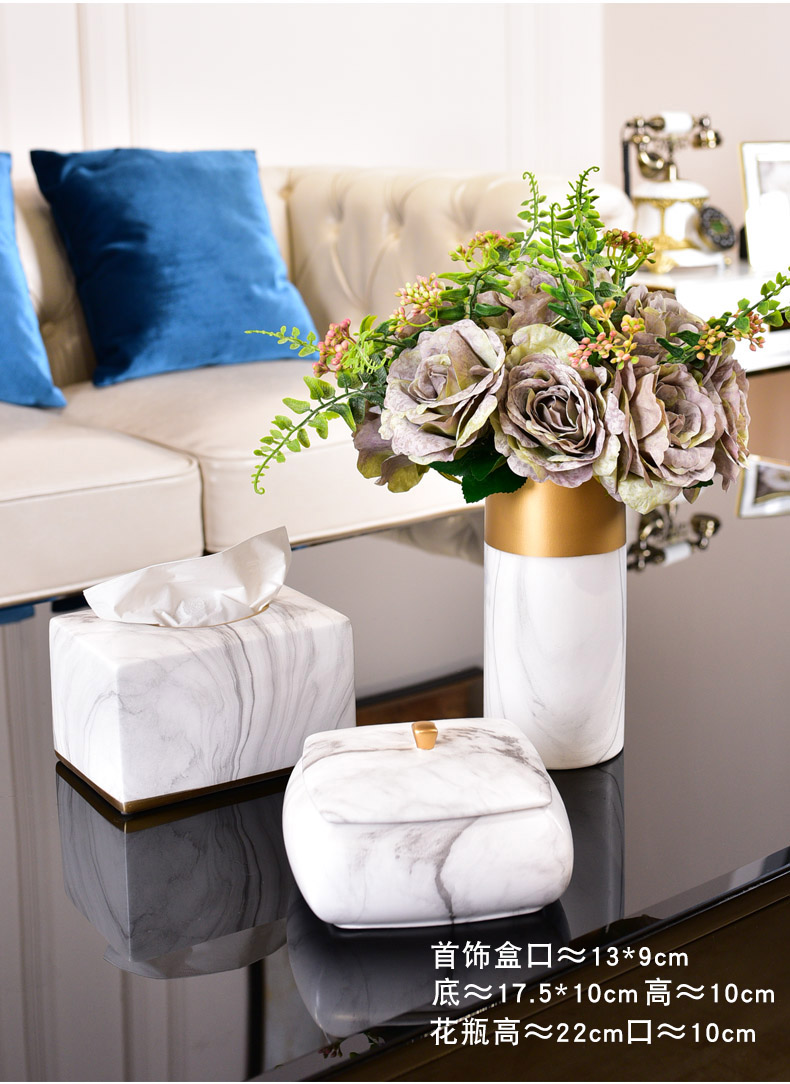 Modern light much wind marble ceramic pump carton household Nordic ins sitting room dining - room use napkin tissue box