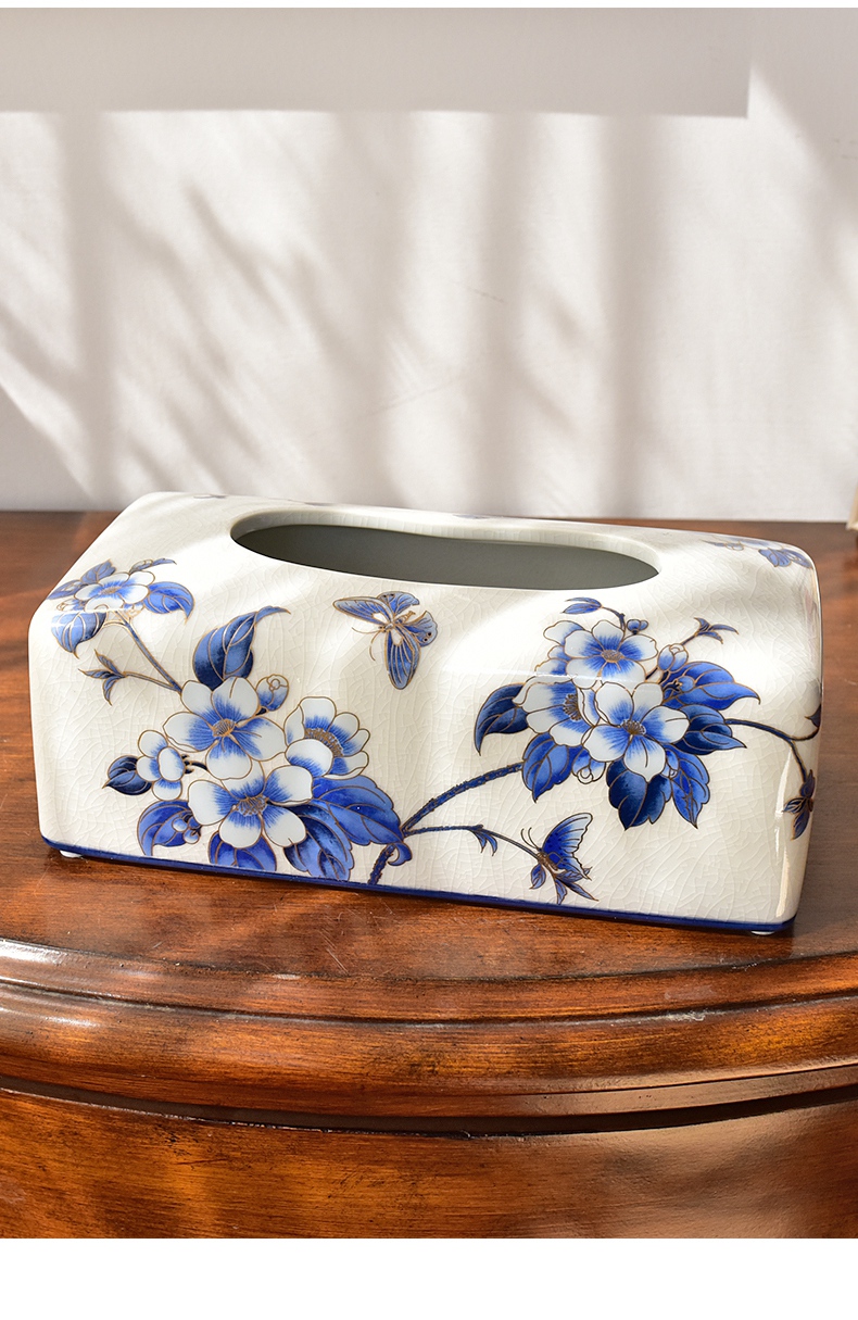 New Chinese style restoring ancient ways ceramic tissue box smoke box American home restaurant table sitting room tea table with decorative furnishing articles