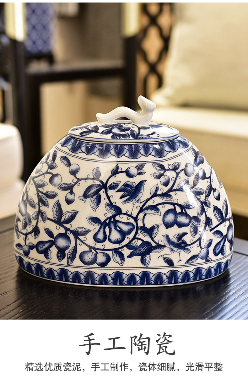 New Chinese style creative furnishing articles receive blue and white porcelain ceramic pot sitting room porch rich ancient frame home decoration decoration