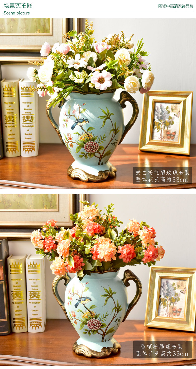 Creative floret bottle furnishing articles artical ceramic sitting room porch wine table dry flower simulation flower art flower arranging