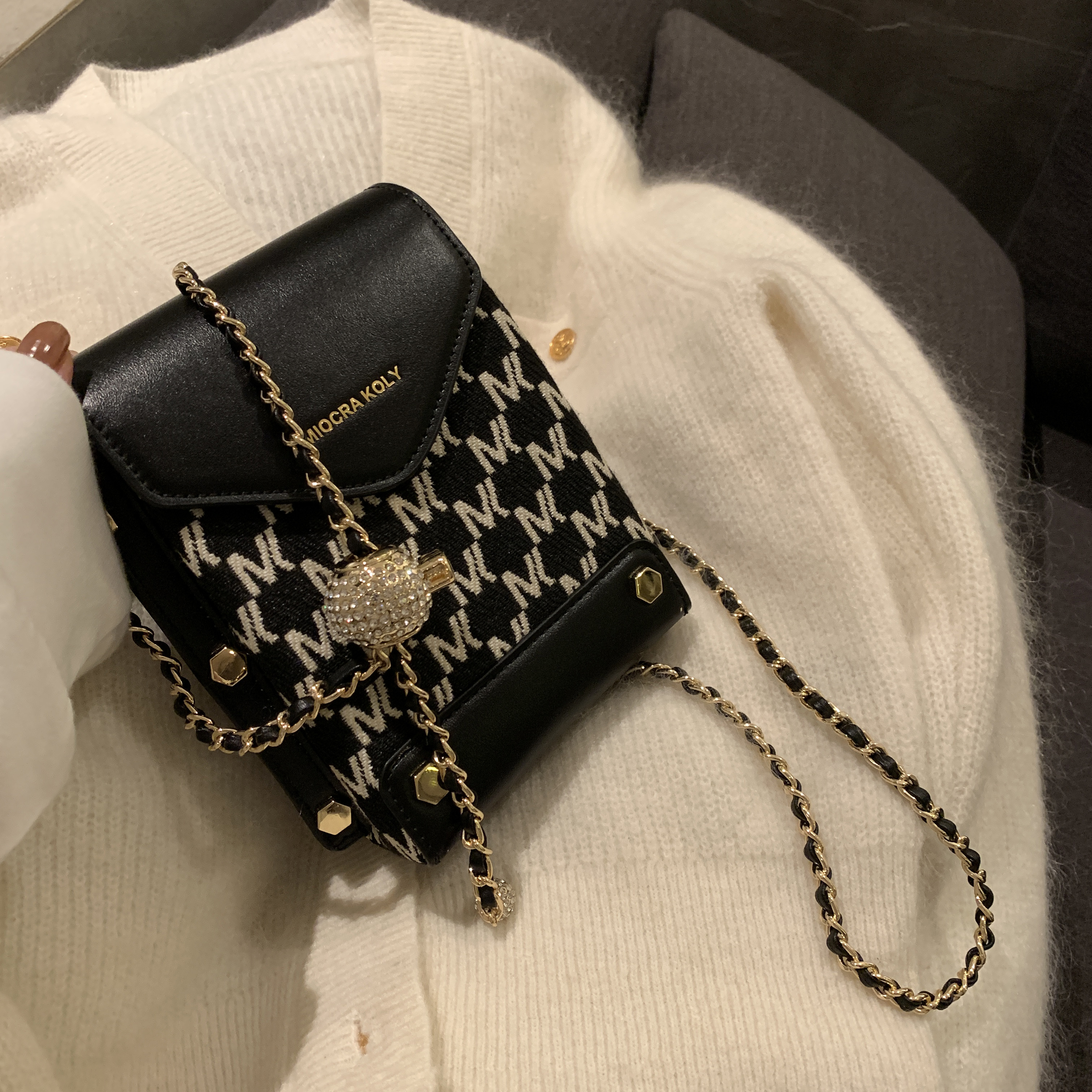 Miocra Koly Mole Estate Chain Box Bag Package Women Summer 2021 New Fashion 100 Hitch Satchel Bag