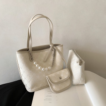 Miocra koly Girl Carrying Tote Bag with Pearl Necklace Female Vegetable Basket Shoulder Crossbody Bag