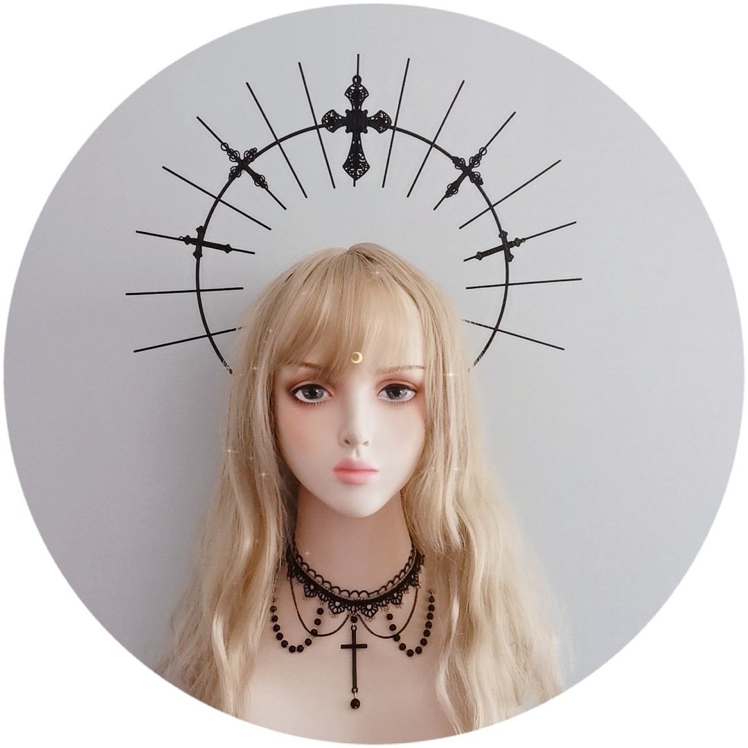 Original Lolita Virgin Mary Halo Crown Headband Dark Gothic Exaggerated Pope Crown Runway Photo Headband