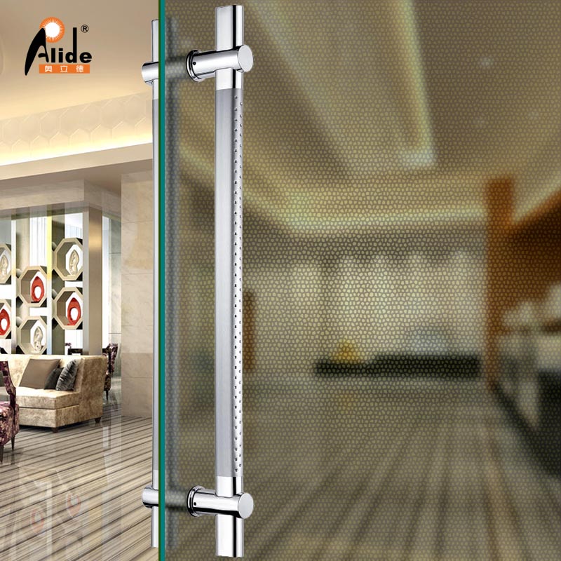 304 thickened glass door handle Stainless steel glass door wooden door door handle Adjustable hole distance flat tube handle
