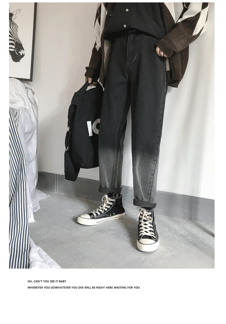 Tide shop 2018 thu đông phiên bản Hàn Quốc mới của xu hướng quần jeans nam hoang dã gradient chín điểm quần áo nam