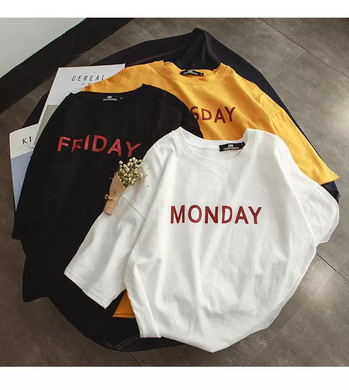 Tide shop hè mới tay ngắn nam cổ tròn Phiên bản Hàn Quốc xu hướng giản dị hoang dã áo thun in chữ cặp đôi