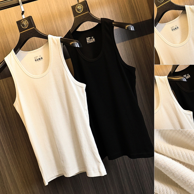 Bring a Few Extra Pieces! High-Density Ribbed Fabric/Summer Men's Close-Fitting Base Layer, Comfortable and Breathable Collarless Tank Top T-Shirt