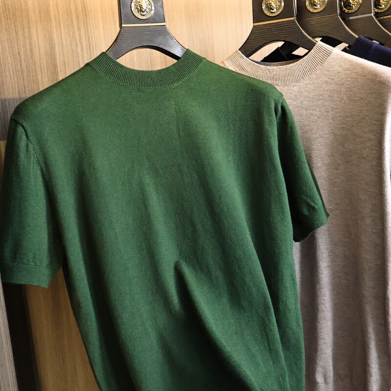 Odm Company Order~ Summer Export Men's Solid Color Old Money Style High-End Skin-Friendly Stretchy Crew Neck Short-Sleeve Knit Shirt Odm Company Order~ Summer Export Men's Solid Color Old Money Style High-End Skin-Friendly Stretchy Crew Neck Short-Sleeve Knit Shirt