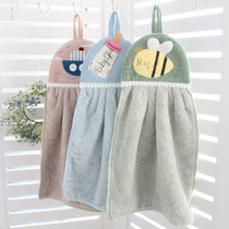 Cartoon hand towel Cute cartoon hand cloth hanging type absorbent coral fluff towel Household kitchen hand towel