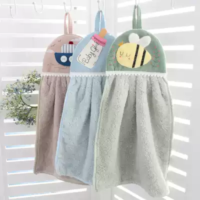 Man Dier hand towel Cute cartoon hand towel hanging absorbent coral fluff towel household kitchen hand towel
