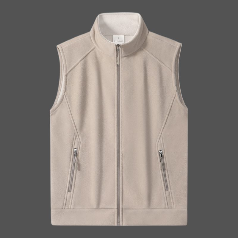 Autumn Men's Double-Sided Fleece Warm Vest Plus-Size Jacket for Big and Tall Individuals, Stand-Up Collar Sleeveless Shirt, Loose Vest