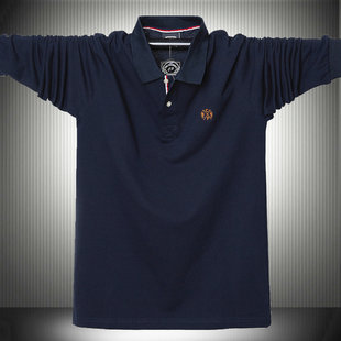 Осень мужчина такси большой двор длинный рукав Футболка воротник бизнес жировой отец зрелый работа простой хлопок рубашка поло