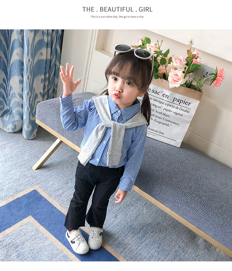 Áo sơ mi bé gái mùa thu 2018 mới quần áo trẻ em trẻ em sơ sinh 1-3 tuổi 2 bé gái sơ mi nước ngoài áo thun bé trai thu đông