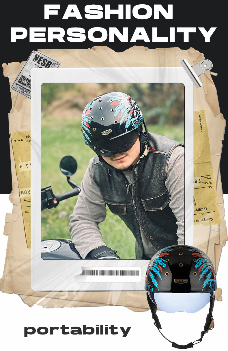 Hot-Selling Motorcycle Summer Retro Half Helmet Breathable Helmet Electric Vehicle Ultra-Light Cruiser Helmet 3C Certified Unisex Helmet