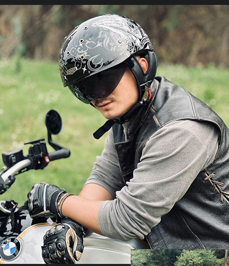 Hot-Selling Motorcycle Summer Retro Half Helmet Breathable Helmet Electric Vehicle Ultra-Light Cruiser Helmet 3C Certified Unisex Helmet