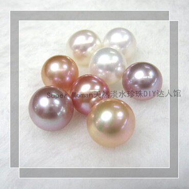 DIY9-9.5mm Natural Freshwater Pearl Round Naked Bead Bead Beads Basic Flawless Perforated